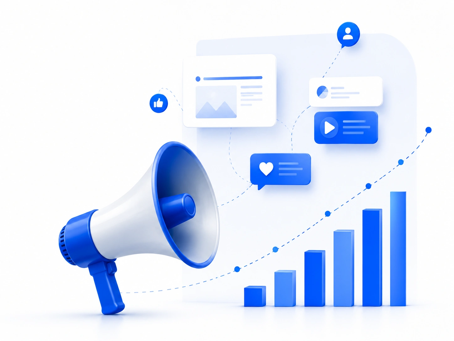 Digital marketing megaphone and growth chart illustration